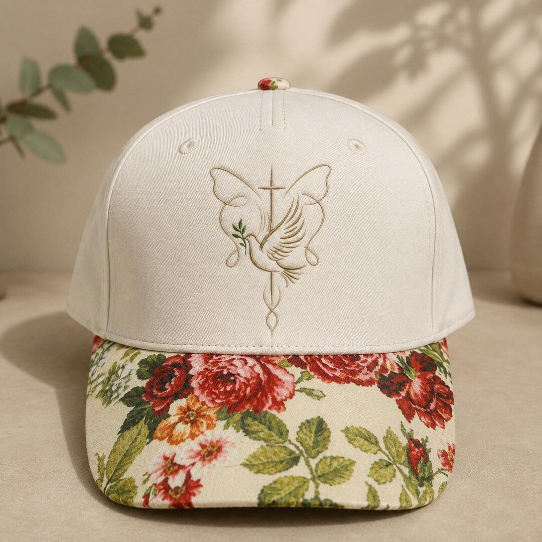 Faith Dove Cross Butterfly Floral Embroidered Hat — Baseball Cap