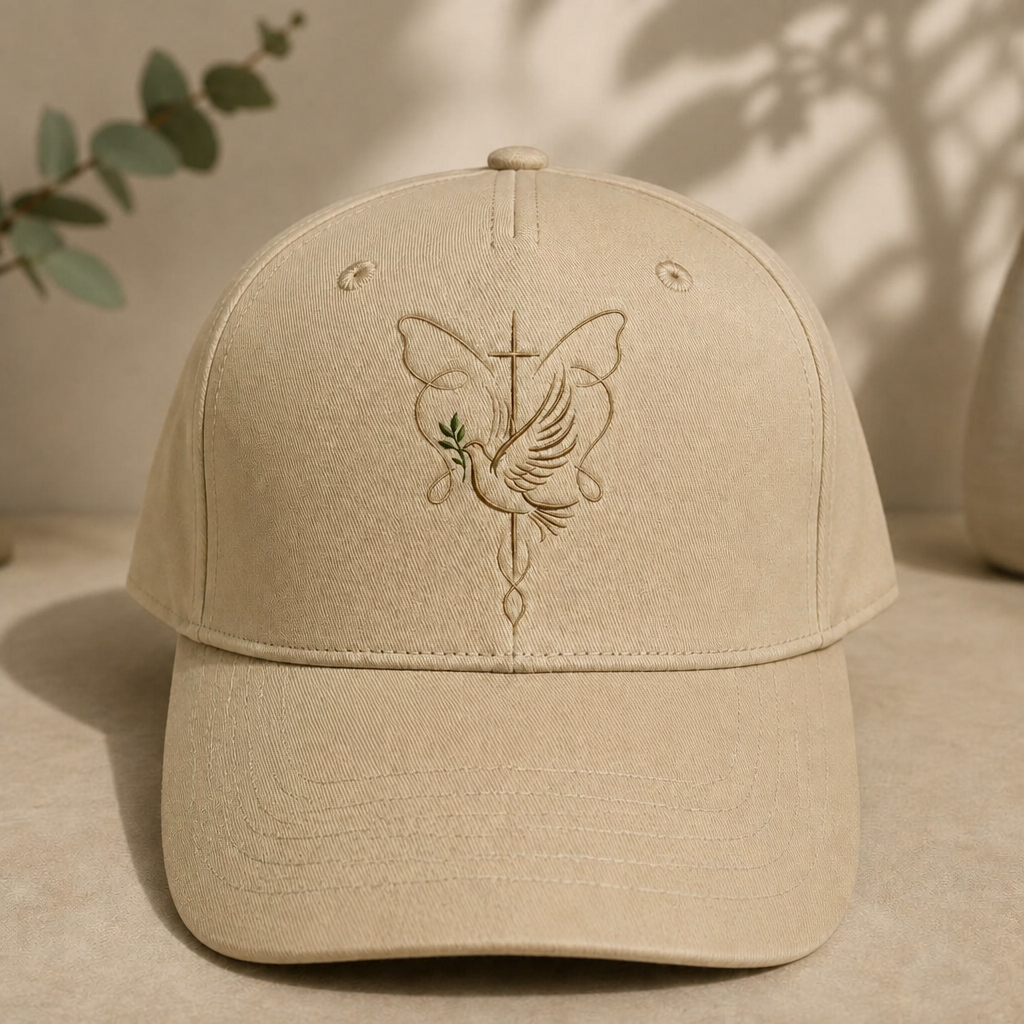 Faith Dove Cross Butterfly Floral Embroidered Hat