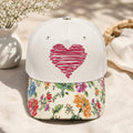 Scribble Heart Floral Brim Embroidered Hat — Baseball Cap