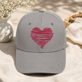 Scribble Heart Floral Brim Embroidered Hat