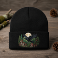 Raven Moon Forest Mushroom Botanical Nature Embroidered Beanie