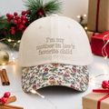 I'm My Mother In Law's Favorite Child Embroidered Floral & Leopard Brim Hat