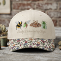 Easily Distracted by Bugs Bumblebee Moth Cicada Insect Embroidered Floral & Leopard Brim Hat