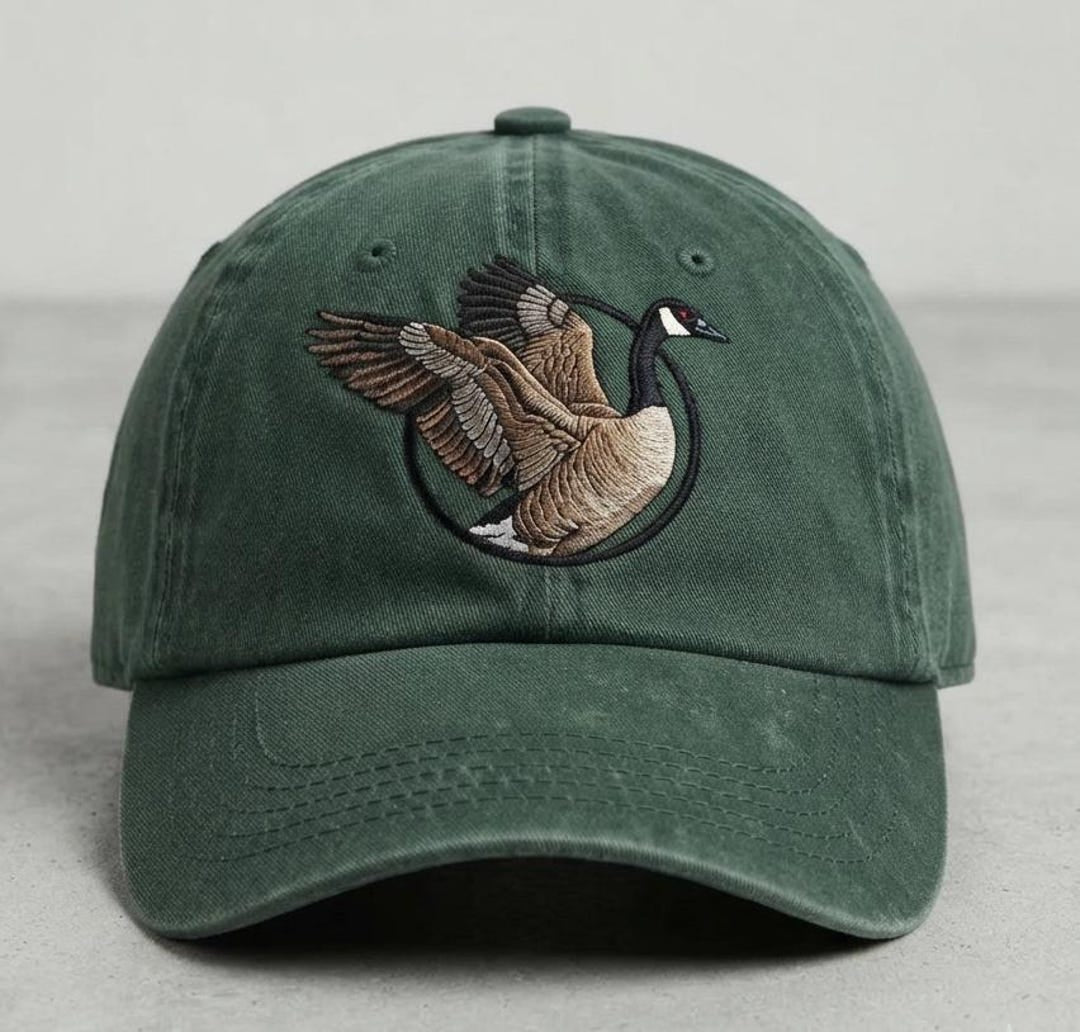 Canada Goose Flying Wings Wildlife Bird Watcher Embroidered Hat — Washed Hat