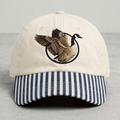 Canada Goose Flying Wings Wildlife Bird Watcher Embroidered Gingham & Stripe Brim Hat