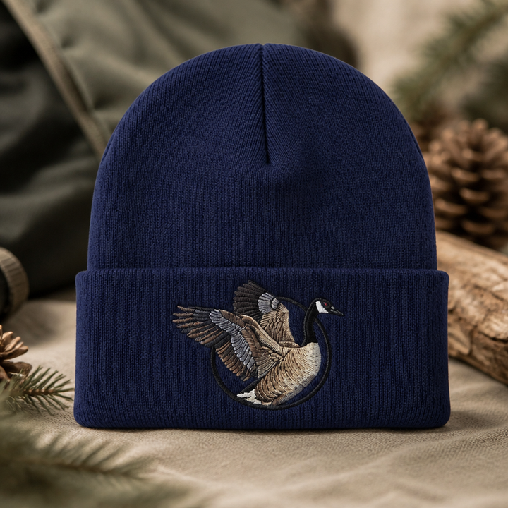 Canada Goose Flying Wings Wildlife Bird Watcher Embroidered Beanie