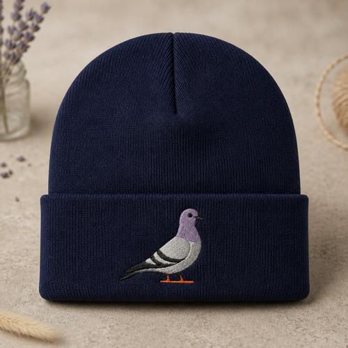 Pigeon Bird Lover Funny City Bird Embroidered Beanie