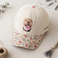 Personalized Custom Pet Portrait Smiling Dog Embroidered Floral & Leopard Brim Hat
