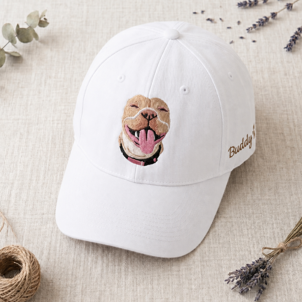 Personalized Custom Pet Portrait Smiling Dog Embroidered Hat