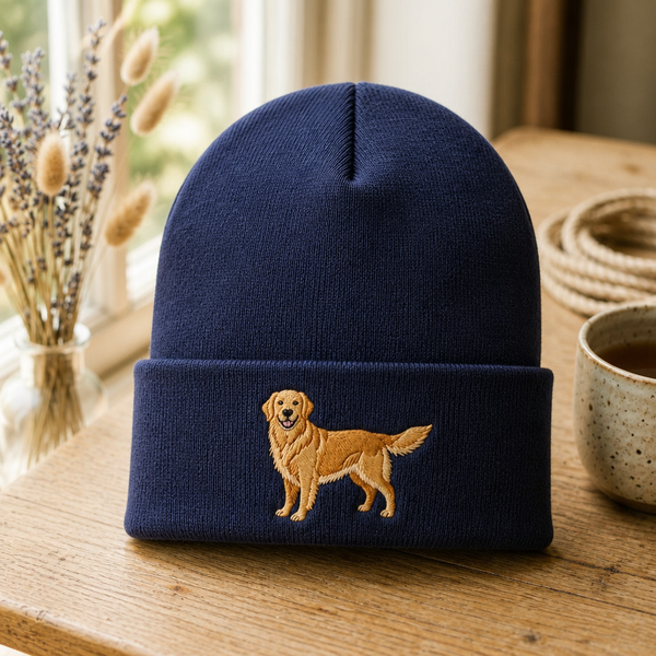 Golden Retriever Dog Embroidered Beanie