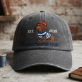 Dachshund French Beret Striped Sweater EST 2025 The Dashie Club Embroidered Hat — Washed Hat