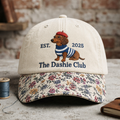 Dachshund French Beret Striped Sweater EST 2025 The Dashie Club Embroidered Floral & Leopard Brim Hat