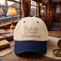 My Train of Thought Left Without Me Funny Railroad Quote Embroidered Two-Tone Hat