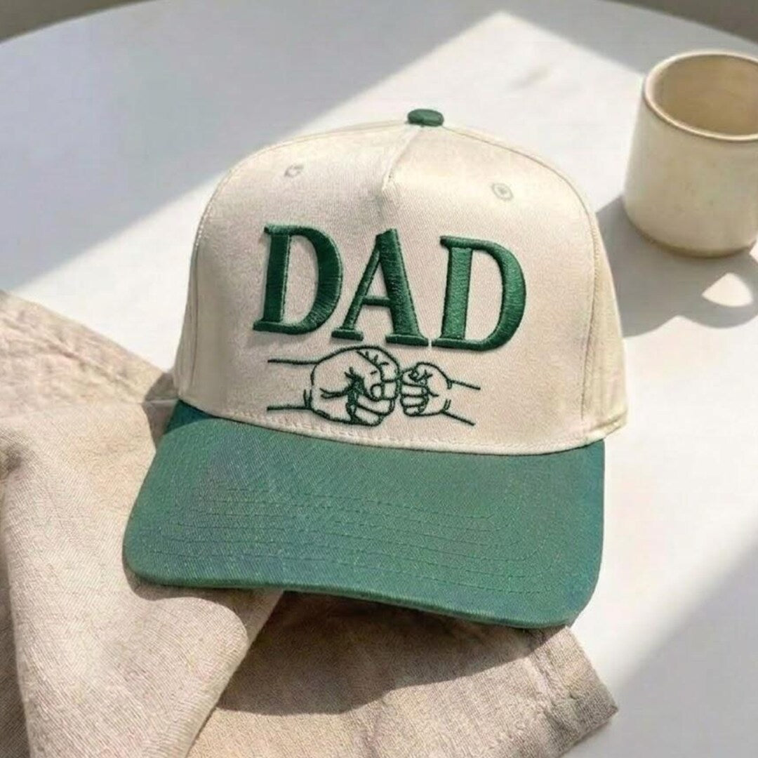 Personalized Dad Fist Bump Baby Hand Father Child Embroidered Hat — Snap Back