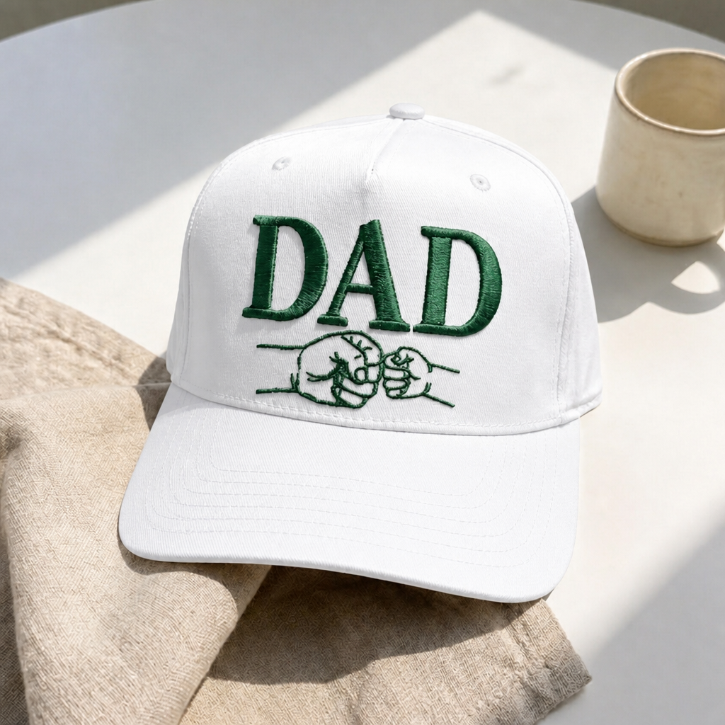 Personalized Dad Fist Bump Baby Hand Father Child Embroidered Hat
