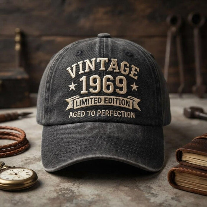 Personalized Vintage 1969 Limited Edition Aged To Perfection Birthday Embroidered Hat