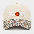Basketball Papa Grandpa Embroidered Floral & Leopard Brim Hat
