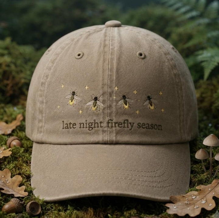 Late Night Firefly Season Four Fireflies Sparkles Embroidered Hat — Washed Hat