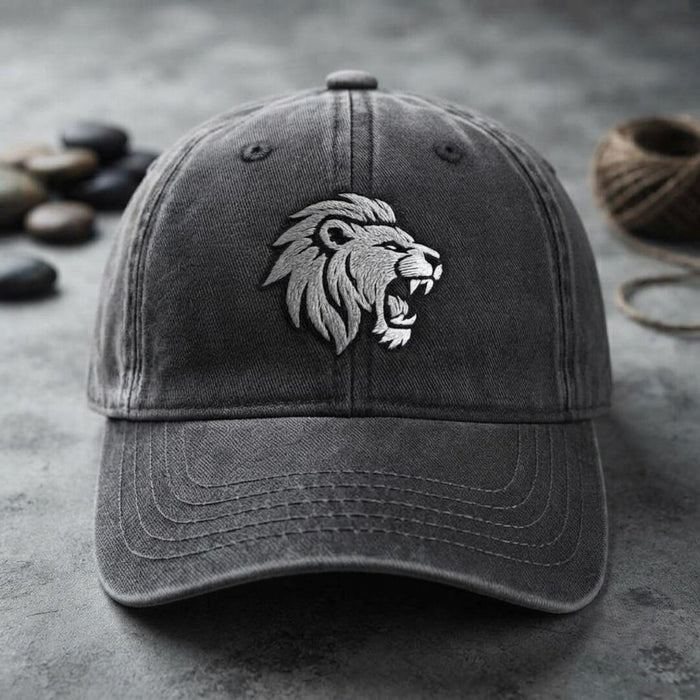 Roaring Lion Head Wildlife Animal Embroidered Hat