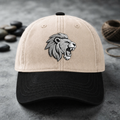 Roaring Lion Head Wildlife Animal Embroidered Two-Tone Hat