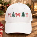 Christmas Tree Bow Coquette Minimalist Holiday Embroidered Hat