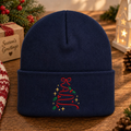 Christmas Tree Ribbon Bow Holly Stars Holiday Embroidered Beanie