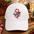 I'm Hooked On You Candy Cane Christmas Bow Heart Embroidered Hat
