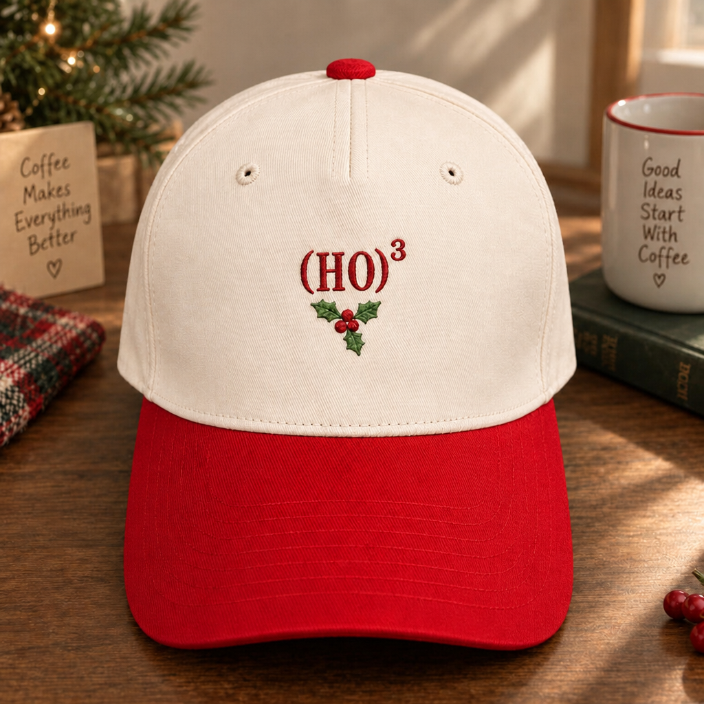 Funny Christmas (HO)³ Ho Ho Ho Holly Math Embroidered Two-Tone Hat