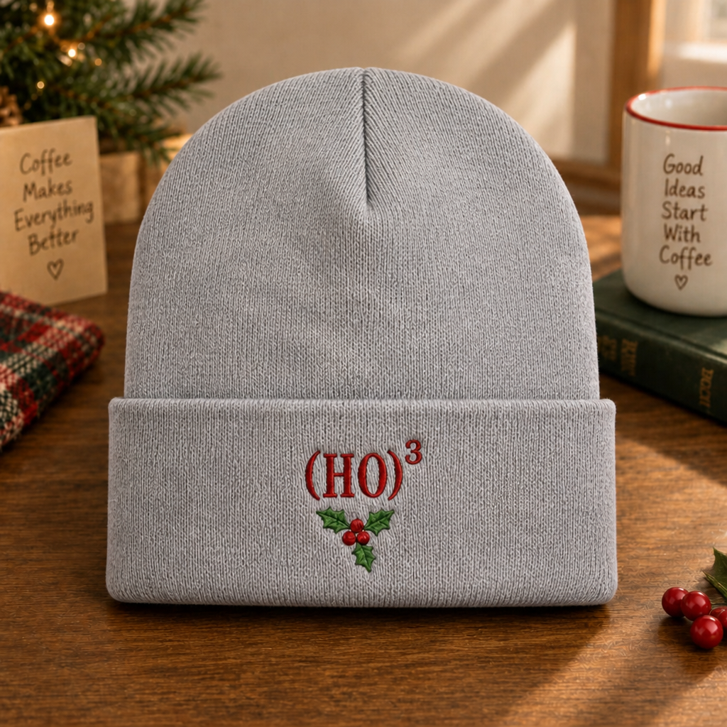 Funny Christmas (HO)³ Ho Ho Ho Holly Math Embroidered Beanie
