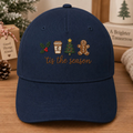 Tis the Season Christmas Holly Coffee Gingerbread Man Tree Embroidered Hat