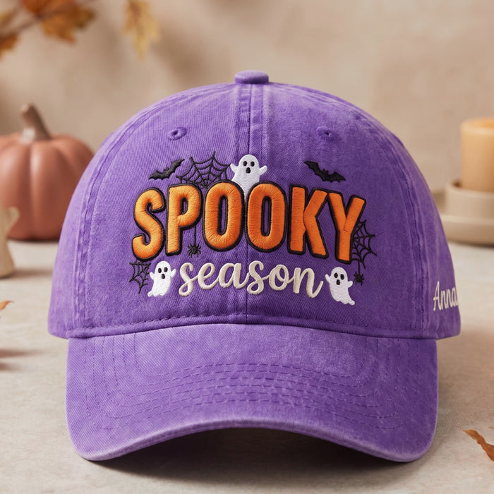 Personalized Spooky Season Ghosts Bats Spider Web Halloween Embroidered Hat