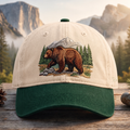 Personalized Grizzly Bear Mountain Forest Scene Embroidered Two-Tone Hat