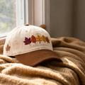 Fall Autumn Leaves Row Washed Baseball Embroidered Two-Tone Hat