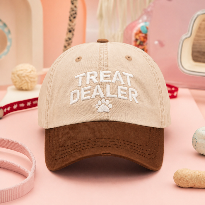 Treat Dealer Paw Print Funny Dog Mom Embroidered Two-Tone Hat