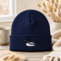 Common Loon Bird Embroidered Beanie