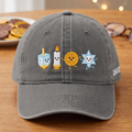 Personalized Hanukkah Dreidel Candle Gelt Star of David Cute Characters Embroidered Hat