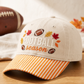 Personalized Football Season Fall Leaves Custom Name Embroidered Gingham & Stripe Brim Hat