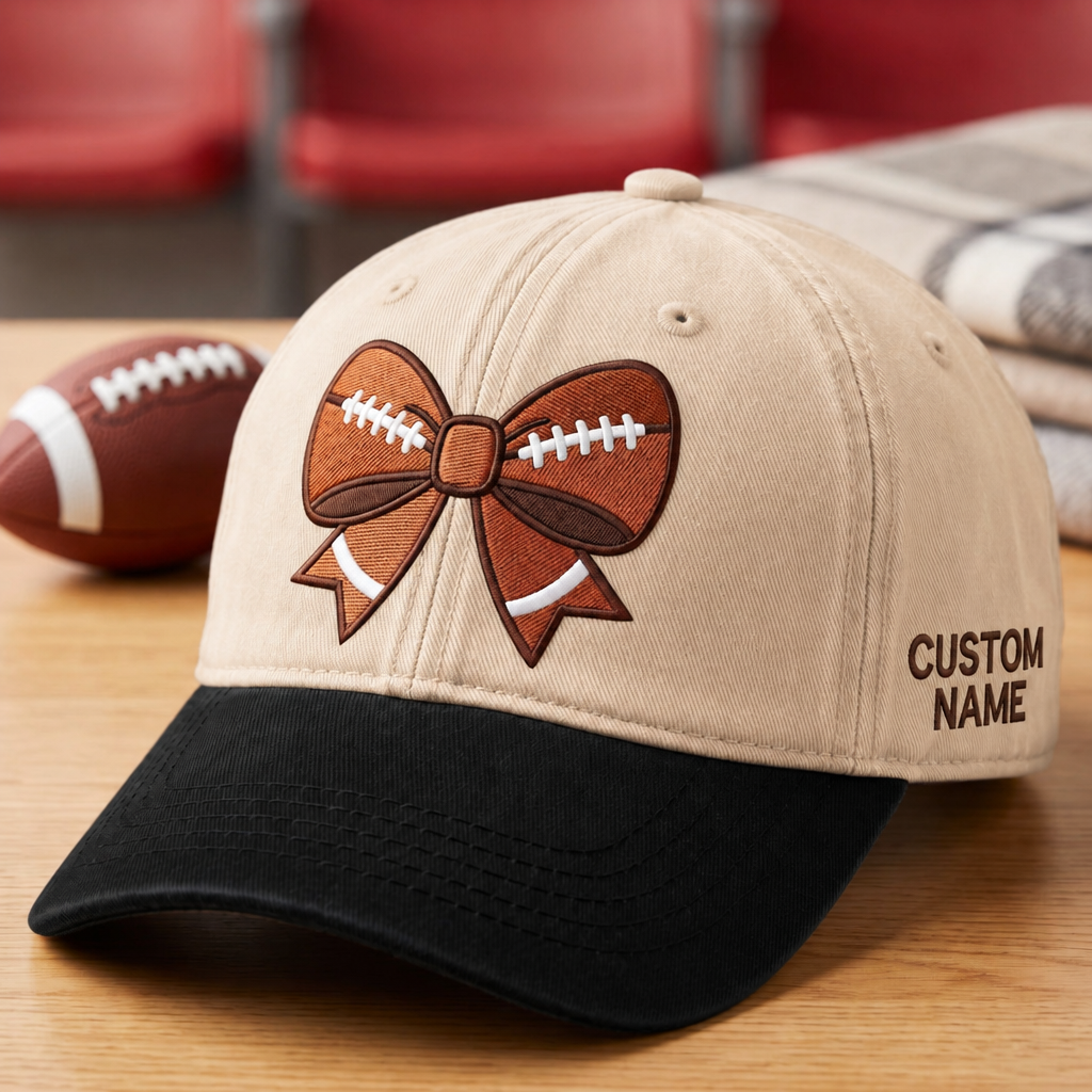 Personalized Football Bow Coquette Game Day Embroidered Two-Tone Hat