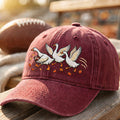 Personalized Football Geese Running Fall Leaves Embroidered Hat — Washed Hat