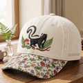 Personalized Skunk Mushroom Fern Forest Woodland Embroidered Floral & Leopard Brim Hat