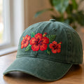 Personalized Tropical Hibiscus Floral Three Flowers Custom Name Embroidered Hat — Washed Hat