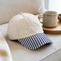 Personalized In My Auntie Era Kids Names Heart Side Embroidered Gingham & Stripe Brim Hat