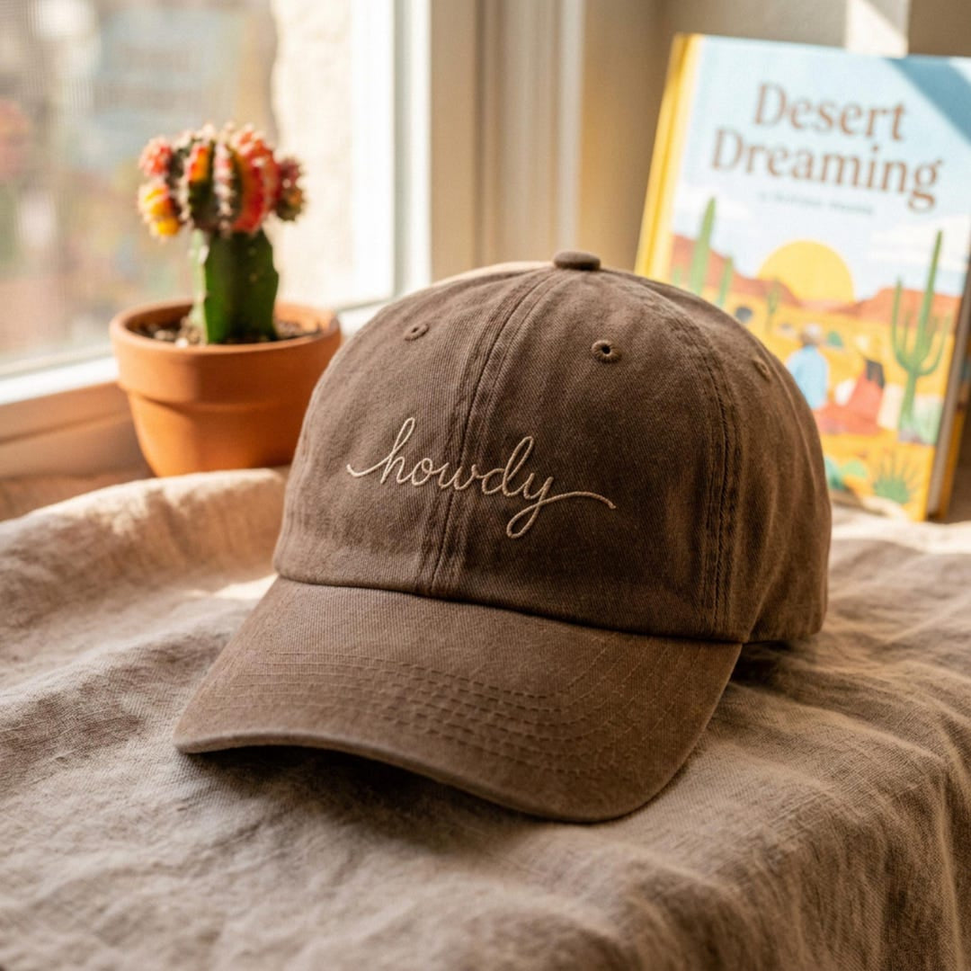 Howdy Script Embroidered Hat — Washed Hat
