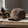 Christian Cross Minimalist Faith Embroidered Hat — Washed Hat