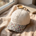 I'm A Project That Keeps Jesus Busy Cross Christian Embroidered Floral & Leopard Brim Hat