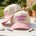 Personalized Custom Name Retro Sparkle embroidered two-tone hat — front view