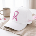 Personalized Breast Cancer Awareness Ribbon Faith Hope Love Strength Cure Embroidered Hat