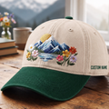 Personalized Mountain Wildflower Lake Sunrise Floral Nature Embroidered Two-Tone Hat