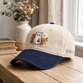 Personalized Halloween Floral Ghost Pumpkin Wildflower Daisy Fall Embroidered Two-Tone Hat