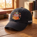 Personalized Fall Pumpkin Books Coffee Cup Autumn Leaves Teacher Embroidered Hat — Washed Hat